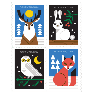 Forever Stamps 2023 Winter Woodland Animals – Nature Series, First-Class Postage